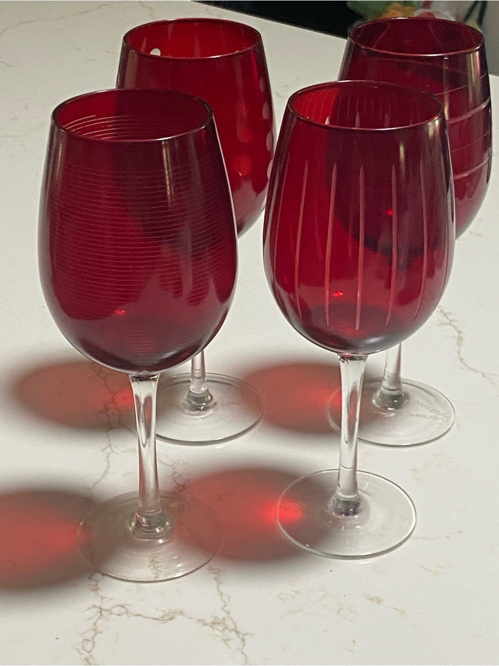 MIKASA 4PC. RUBY Tall HOLIDAY Pedestal Wine Glass